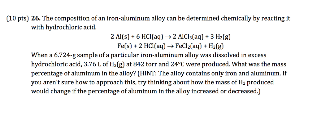 aluminum reactivity with hydrochloric acid