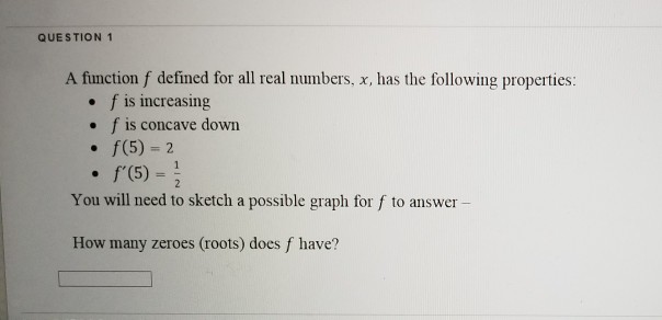 Solved QUESTION 1 A function f defined for all real numbers, | Chegg.com