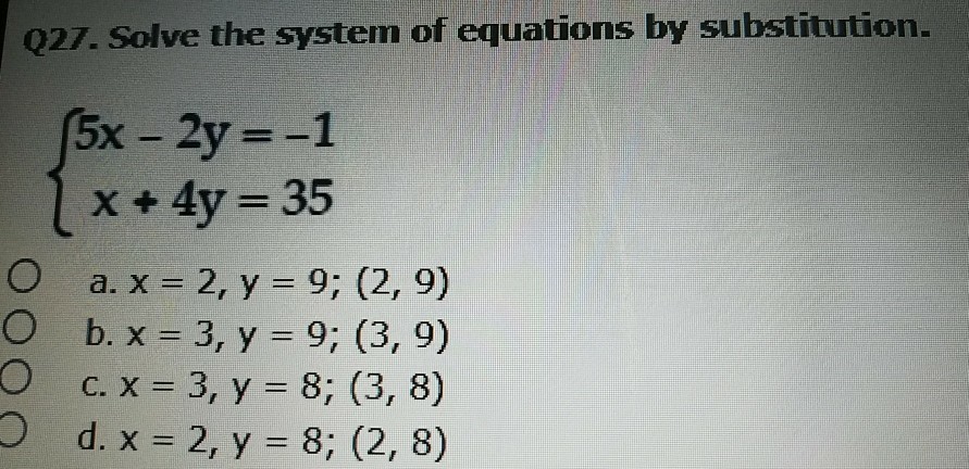 Solved Solve The System Of Equations By Substitution. {5x - | Chegg.com