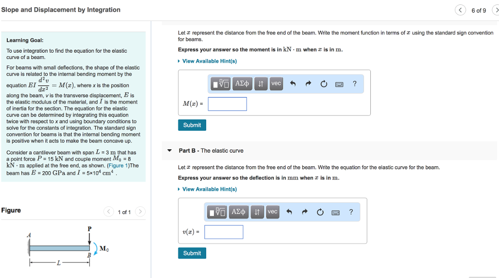 Solved Slope and Displacement by Integration 6 of9 Let | Chegg.com