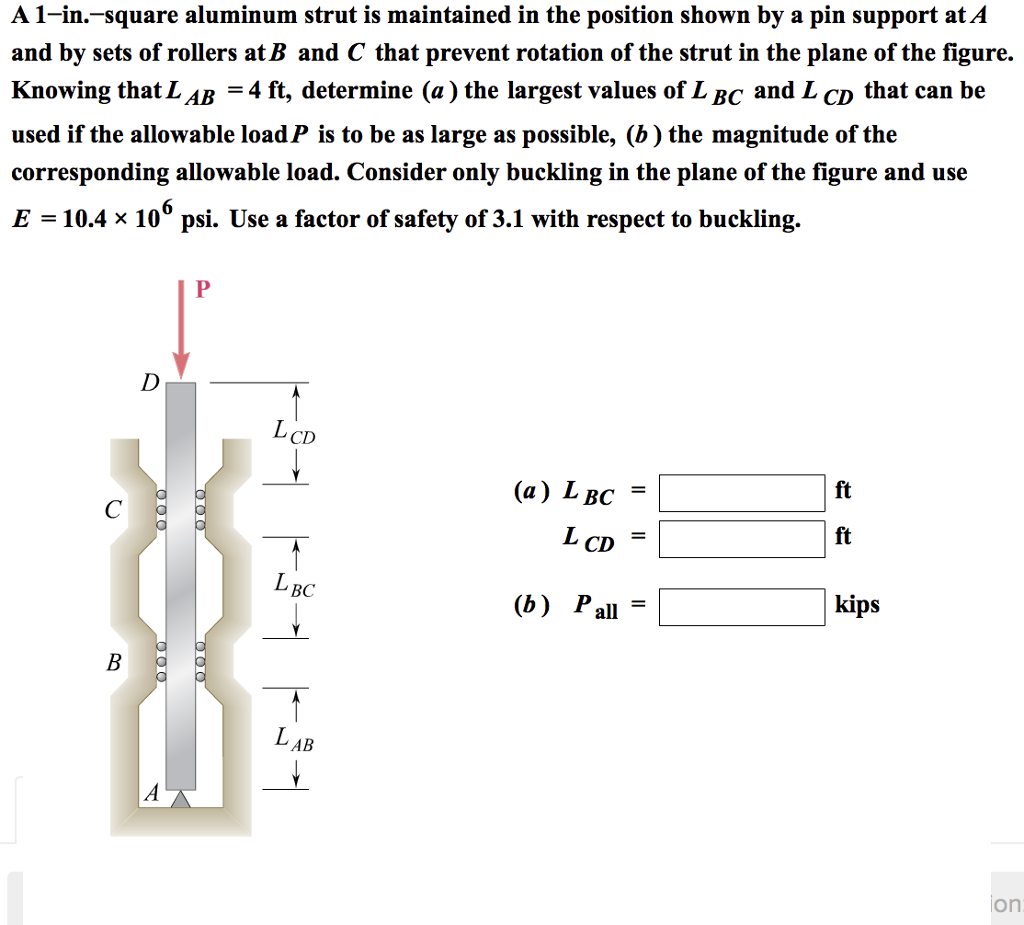 Solved A 1-in.-square Aluminum Strut Is Maintained In The | Chegg.com