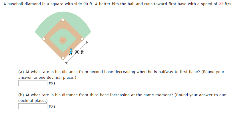 Solved A Baseball Diamond Is A Square With Side 90 Ft A Chegg