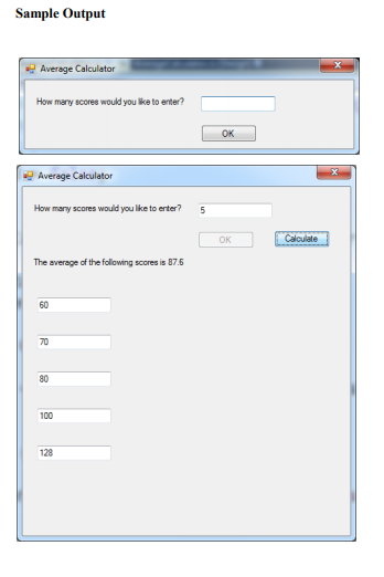 Solved Sample Output Average Calculator How many scores | Chegg.com