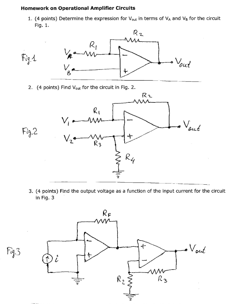 Solved Homework On Operational Amplifier Circuits 1. (4 | Chegg.com