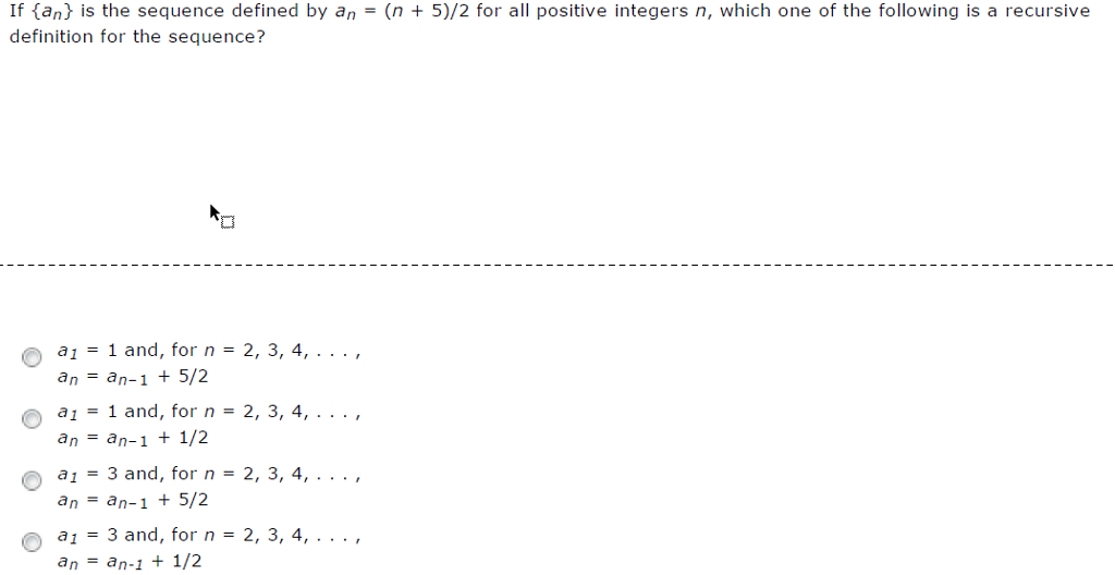 Solved If an is the sequence defined by an-(n 5)/2 for all | Chegg.com