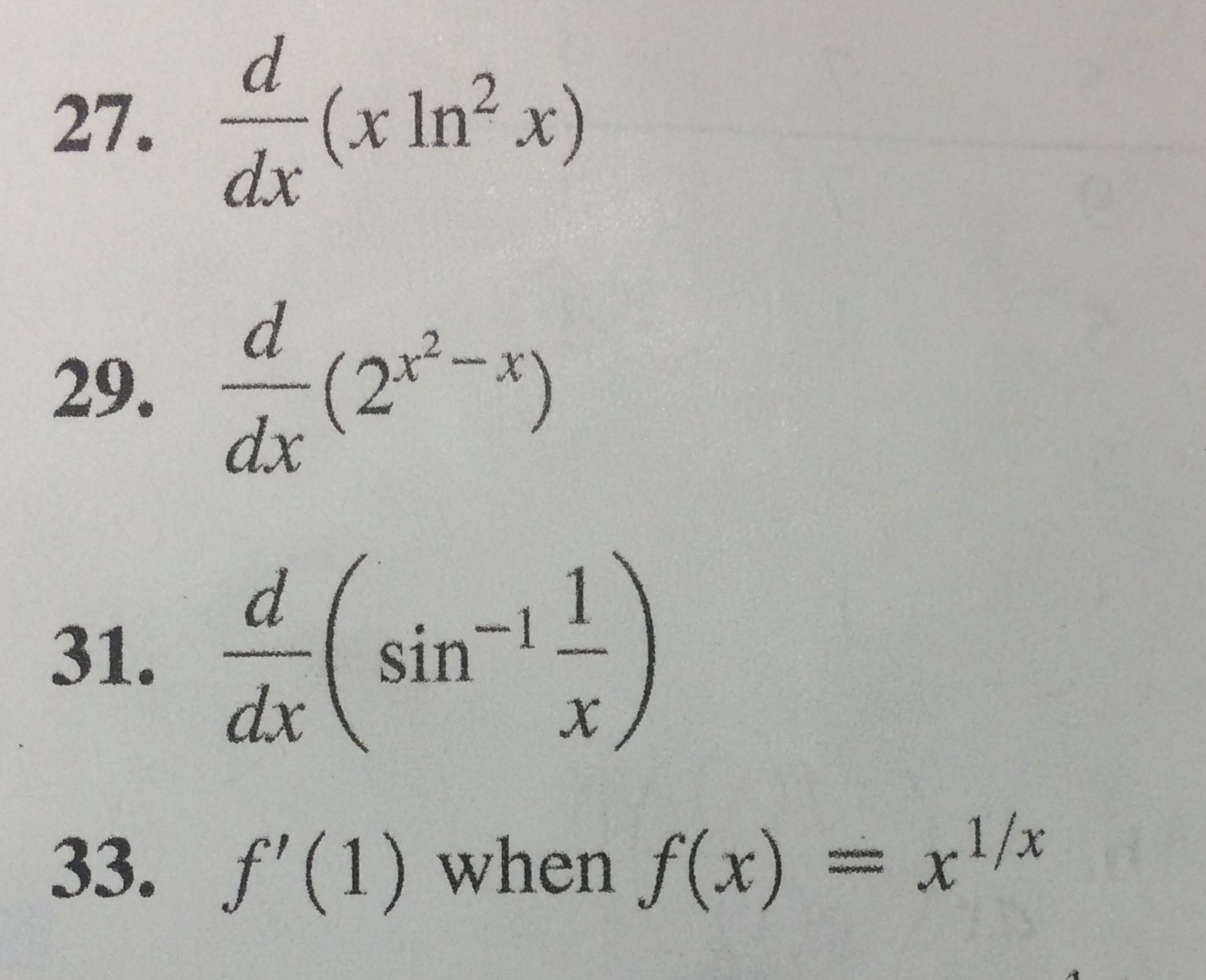 Solved Evaluate and simply the following derivatives. d/dx | Chegg.com
