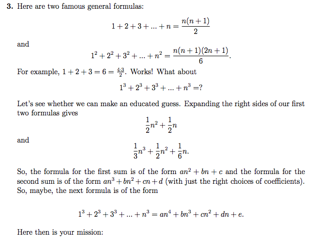 Here are two famous general formulas: 1 + 2 + 3 + | Chegg.com