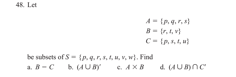 Solved Let A = {p, Q, R, S} B = {r, T, V} C = {p, S, T, 