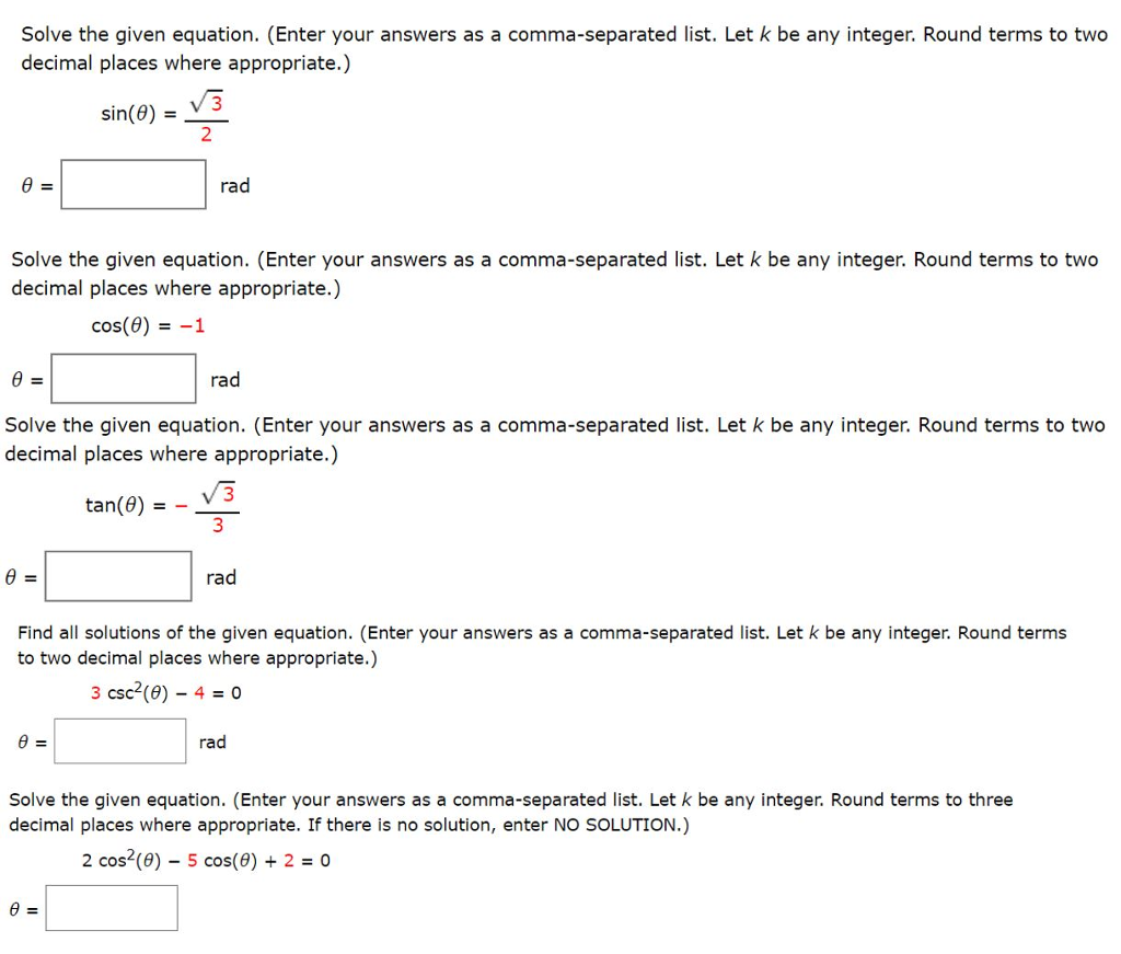 Solved Solve the given equation. (Enter your answers as a | Chegg.com