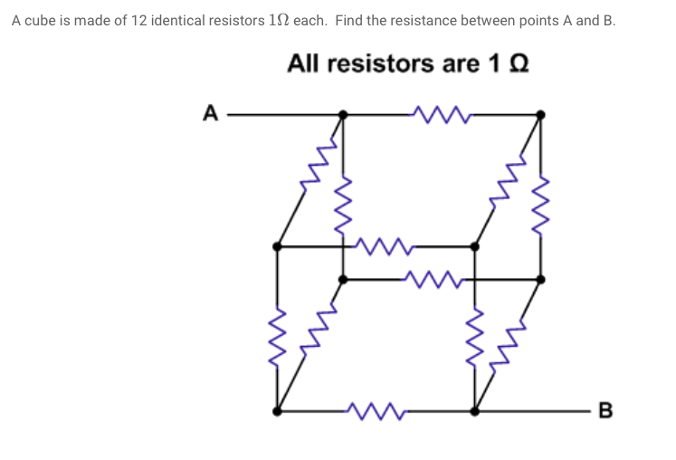 Solved A cube is made of 12 identical resistors 1 Ohm each.