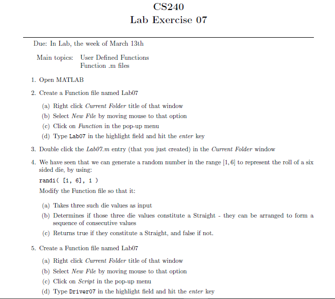 Solved CS240 Lab Exercise 07 Due: In Lab, the week of March | Chegg.com