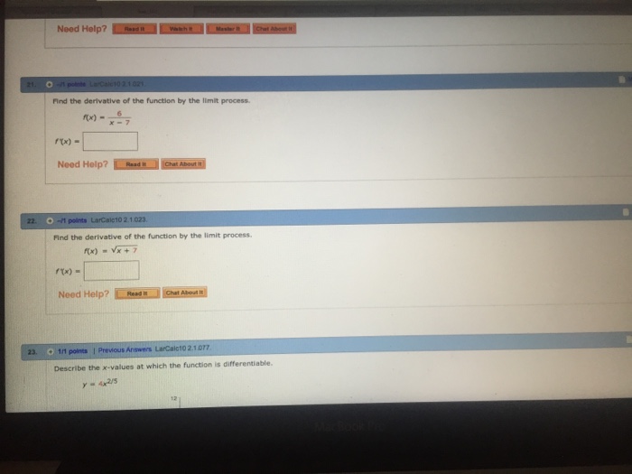 find the derivative of f x )= 7 by the limit process