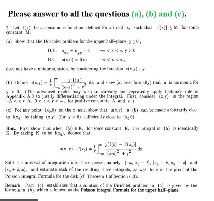 Let F X Be A Continuous Function Defined For All