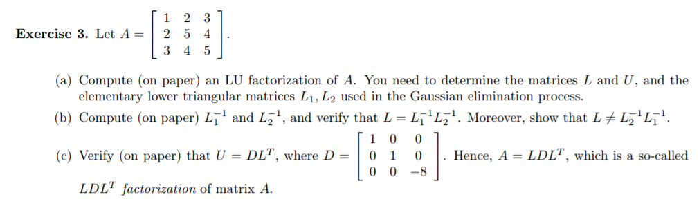 Solved 1 2 3 Exercise 3. Let A=12 5 4 し345 (a) Compute (on | Chegg.com