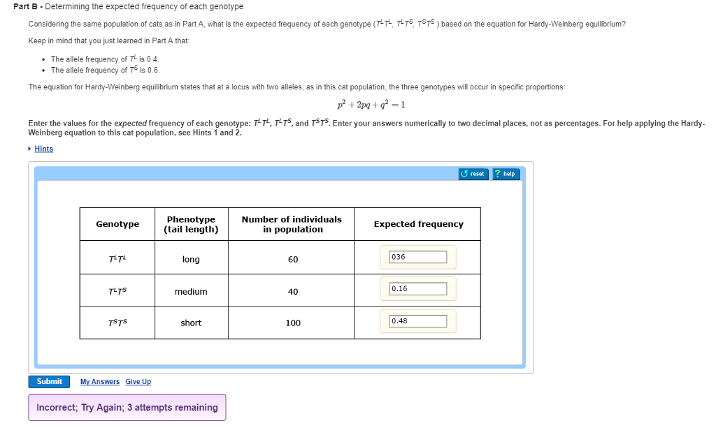 Solved Part B Determining The Expected Frequency Of Each | Chegg.com