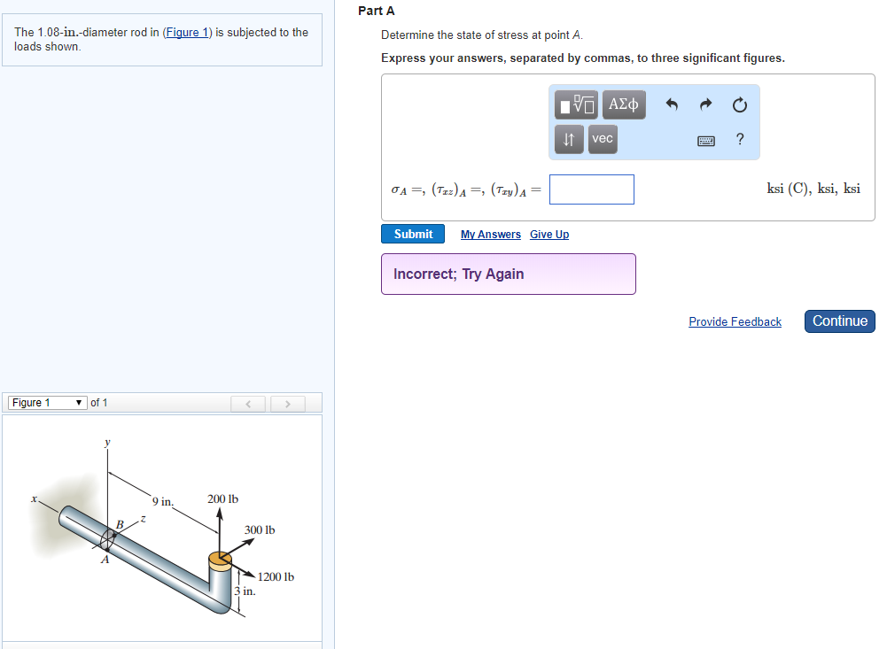 Solved Part A The 1.08-in.-diameter rod in (Figure 1) is | Chegg.com