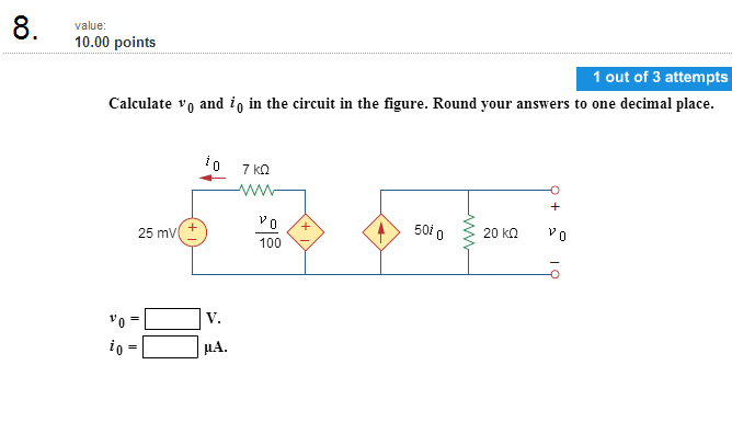 Solved Calculate V0 And I0 In The Circuit In The Figure. | Chegg.com