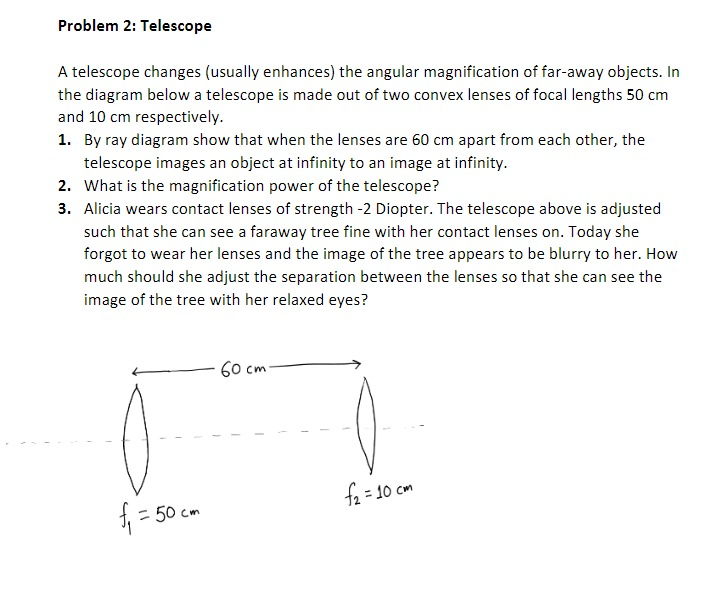sample problem solving about a telescope system