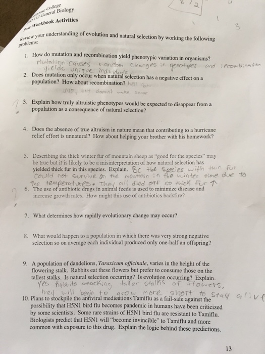 Solved Review Your Understanding Of Evolution And Natural Chegg