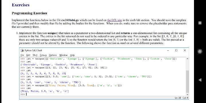 Solved Exercises Programming Exercises Implemenl the lunc | Chegg.com