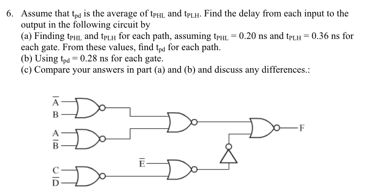 Solved 6. Assume that tpd is the average of tHL and tpLH. | Chegg.com