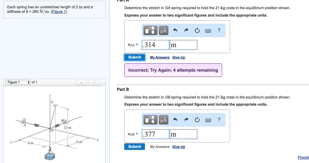 Solved Each spring has an unstretched length of 2 m and a | Chegg.com