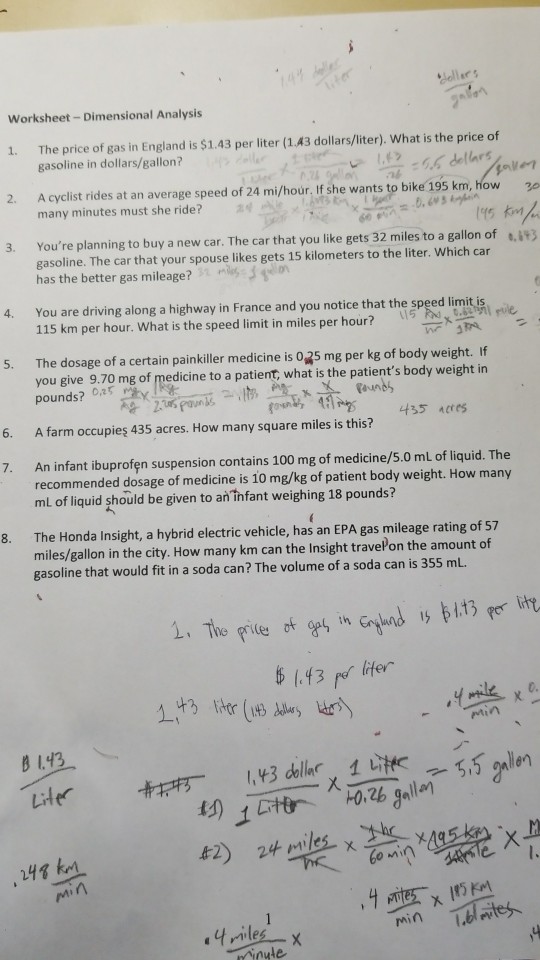 Dimensional Analysis Worksheet 1 Answers - Worksheet List