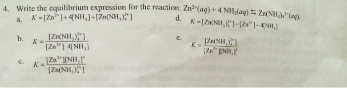 Solved: 4. Write The Equilibrium Expression For The Follow... | Chegg.com