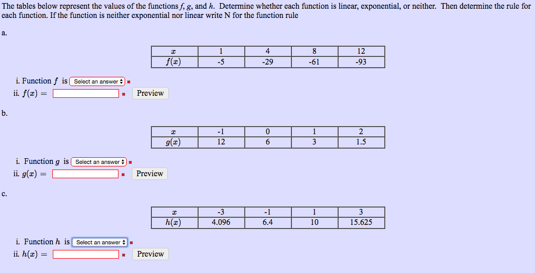 Solved The Tables Below Represent The Values Of The