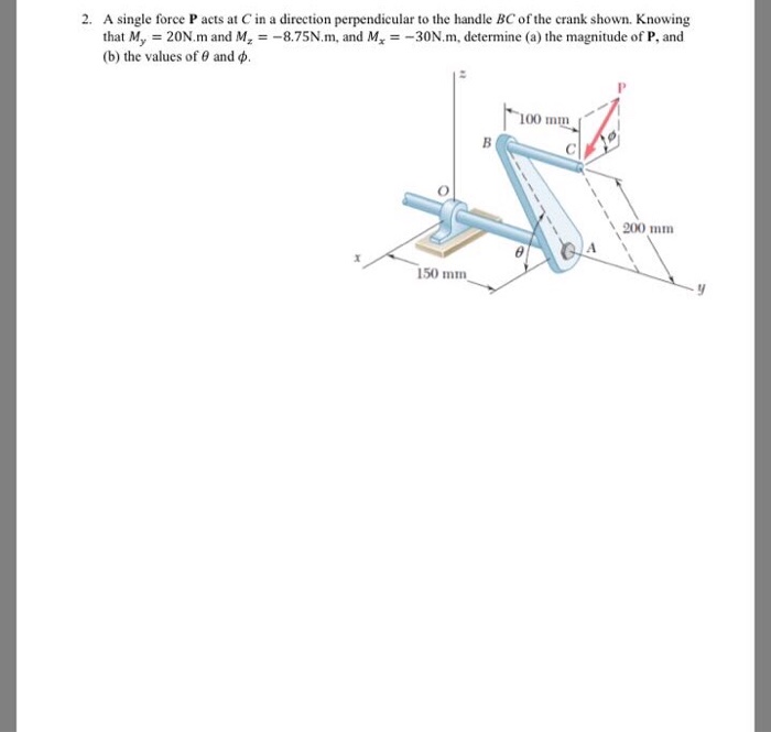 Solved A single force P acts at C in a direction Chegg