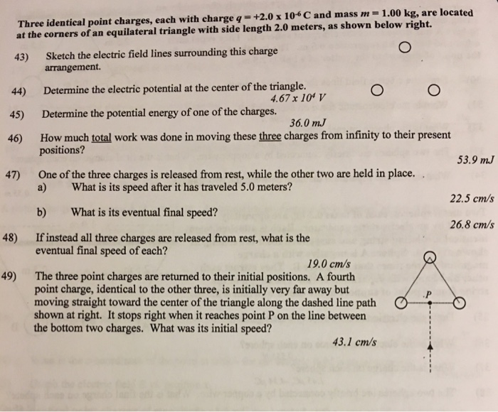 Solved Three identical point charges, each with charge q - | Chegg.com