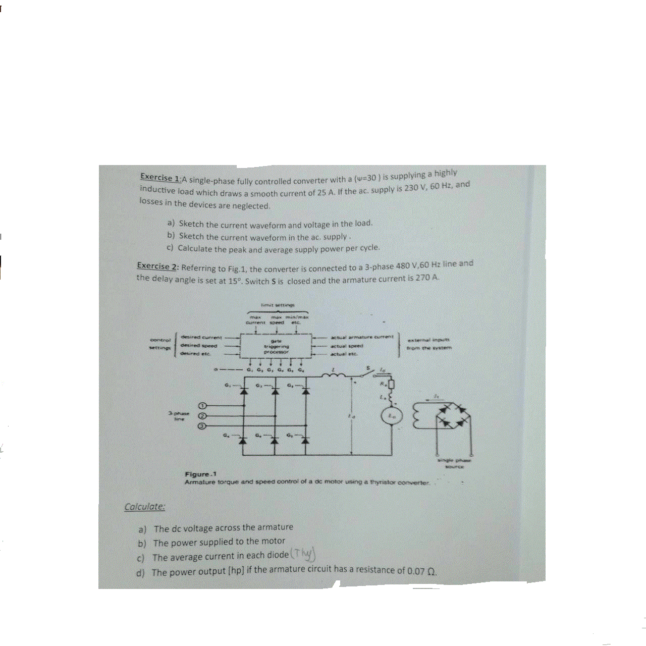 Solved A single-phase fully controlled converter with a ( | Chegg.com