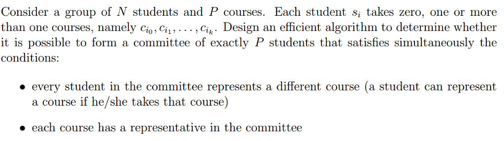 Solved Consider A Group Of N Students And P Courses Each Chegg