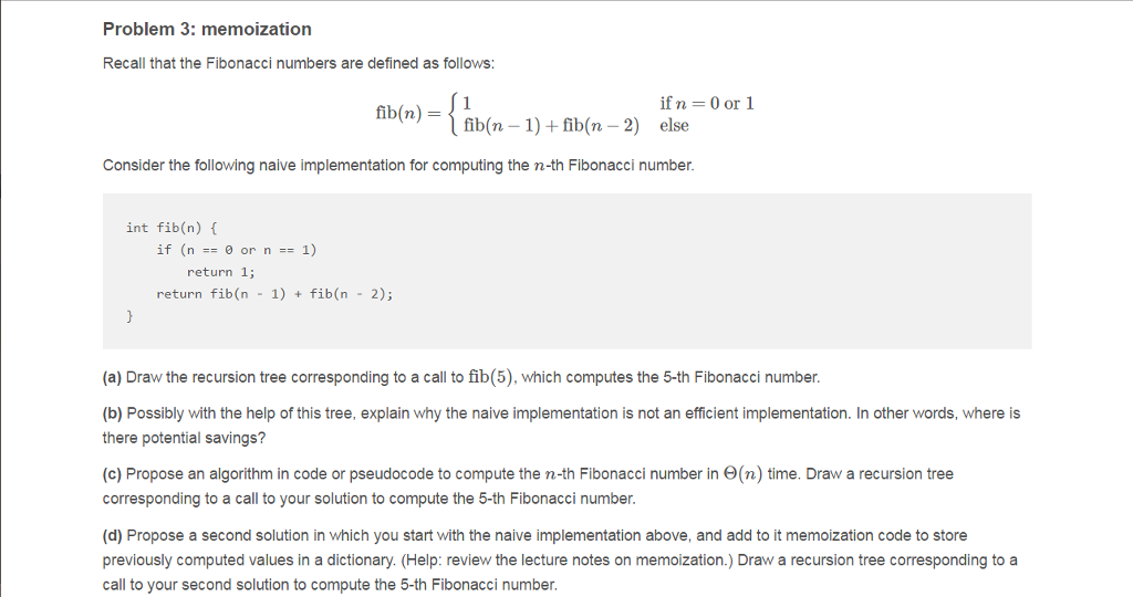 Solved Recall that the Fibonacci numbers are defined as | Chegg.com
