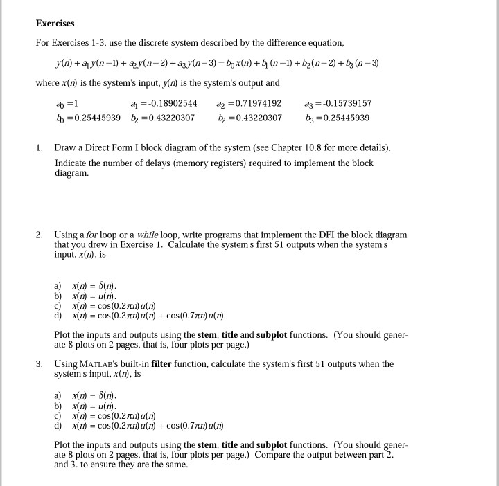 Solved Use the discrete system described by the difference | Chegg.com