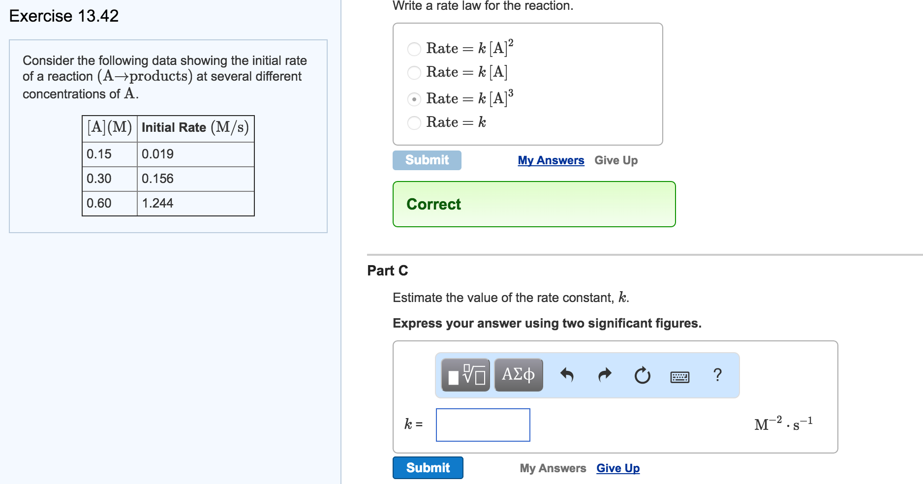 Solved Write a rate law for the reaction Exercise 13.42 Rate | Chegg.com
