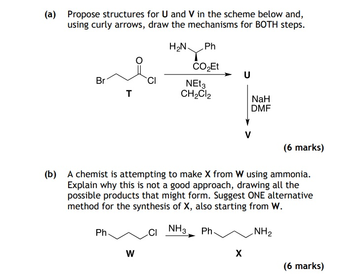 Solved (a) Propose structures for U and V in the scheme | Chegg.com