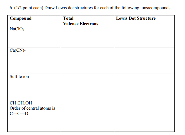 Solved Draw Lewis dot structures for each of the following | Chegg.com
