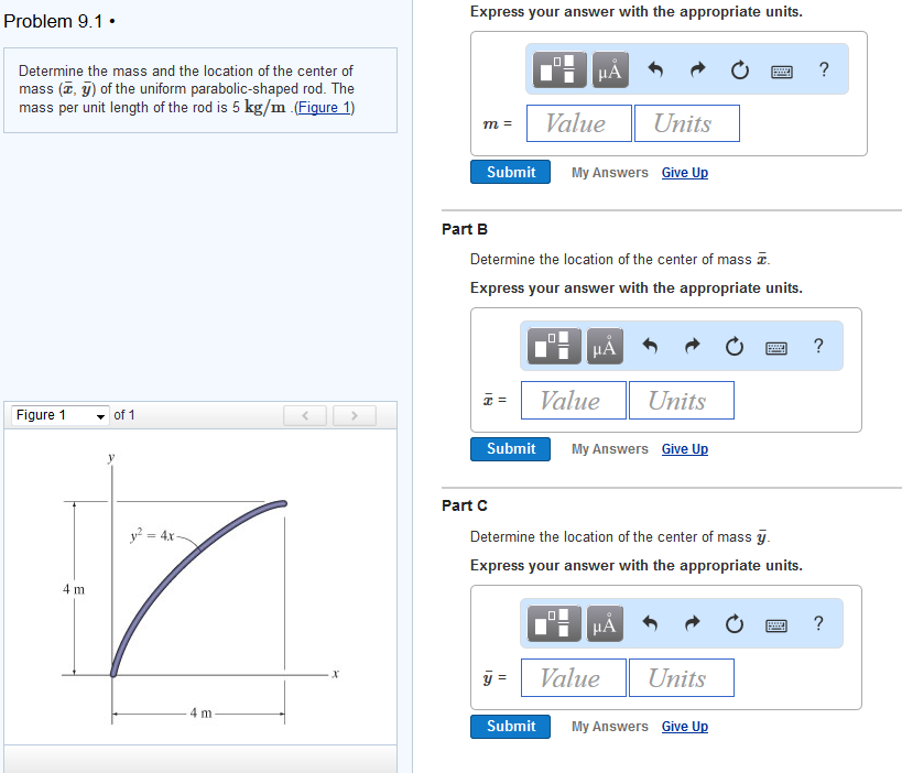 Solved Determine the mass and the location of the center of | Chegg.com