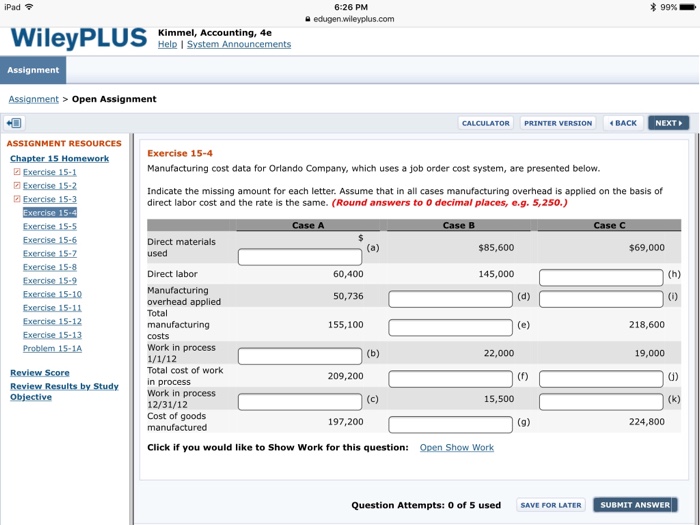 Solved Manufacturing cost data for Orlando Company, which