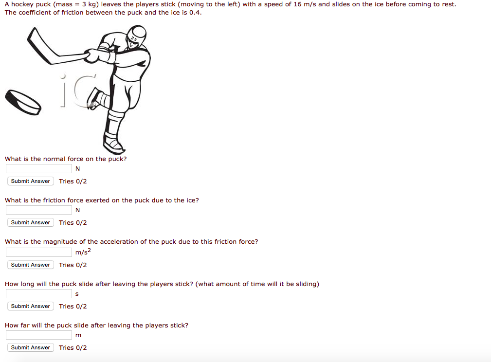 Solved A hockey puck (mass = 3 kg) leaves the players stick