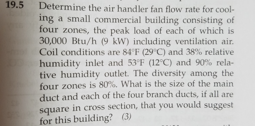 Solved Determine the air handler fan flow rate for cooling a