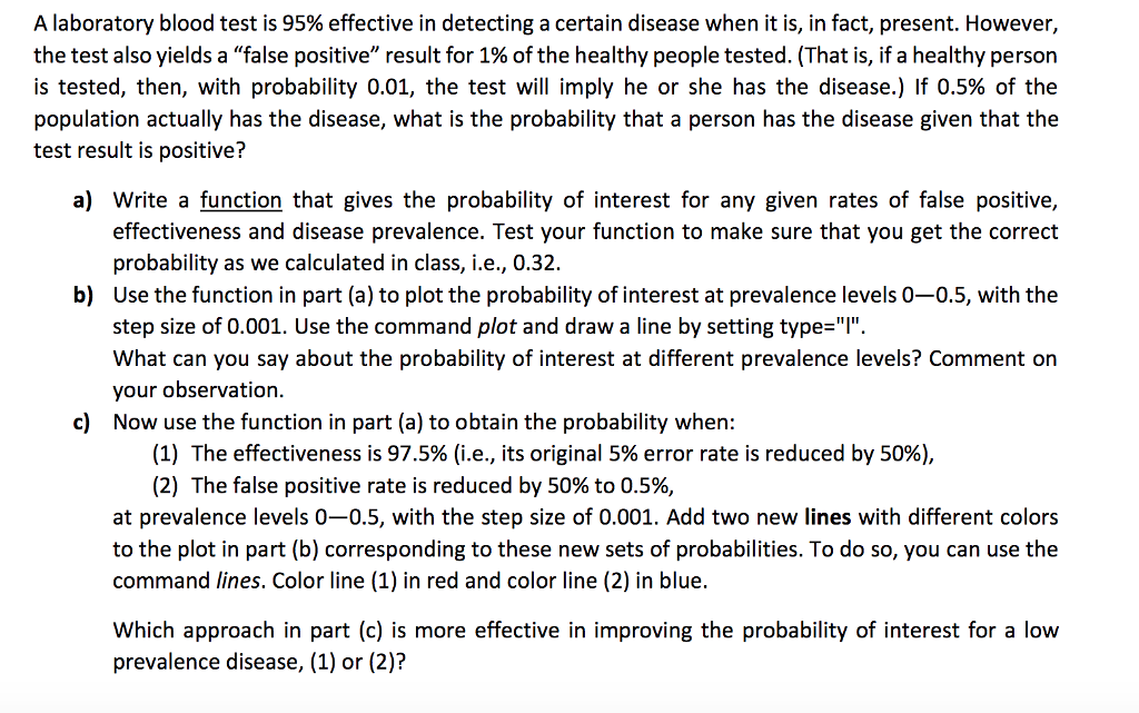 A laboratory blood test is 95 effective in detecting