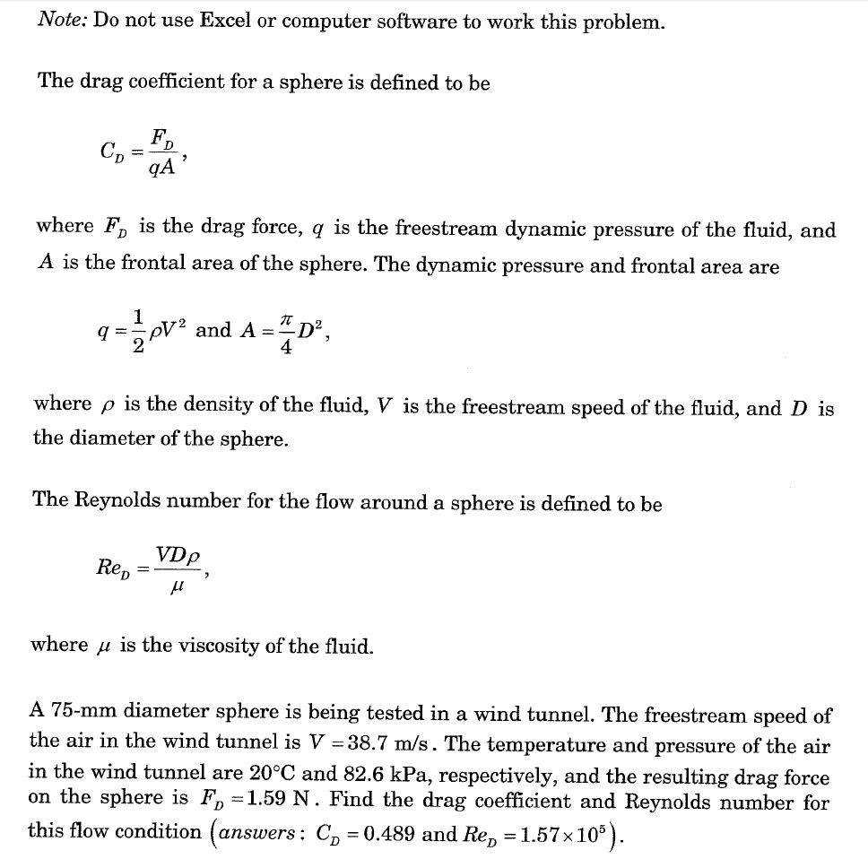 solved-the-drag-coefficient-for-a-sphere-is-defined-to-be-chegg