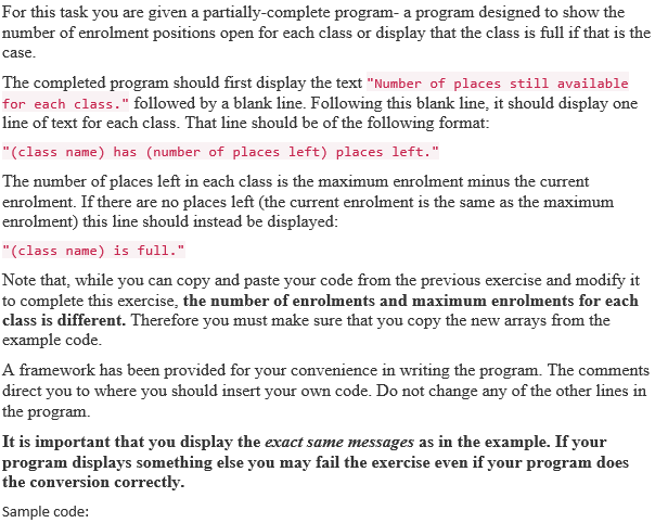 Solved For this task you are given a partially-complete | Chegg.com