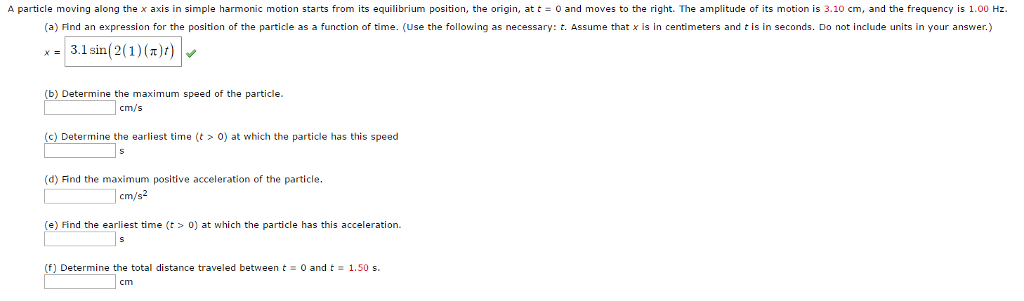 Solved A Particle Moving Along The X Axis In Simple Harmonic