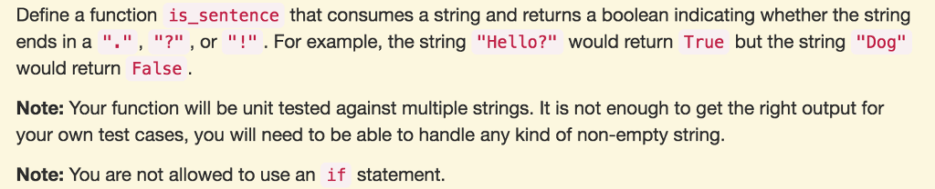 Solved Define a function is_sentence that consumes a string | Chegg.com