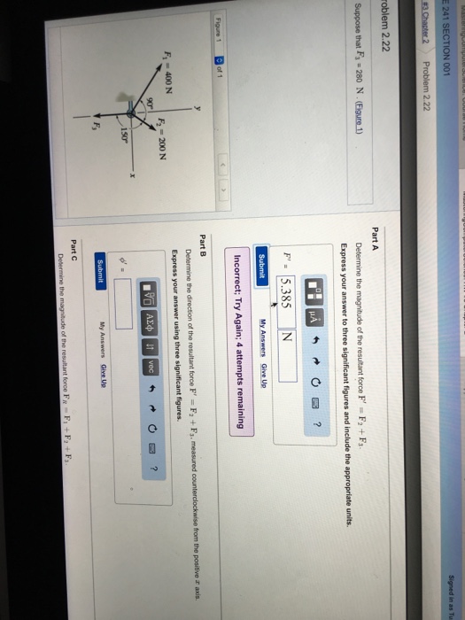 Solved 001 2.22 Part A Determine The Magnitude Of The | Chegg.com