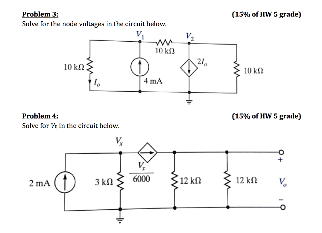 Solved Solve For The Node Voltages In The Circuit Below. | Chegg.com