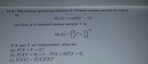 Solved The moment generating function of a Poisson random | Chegg.com